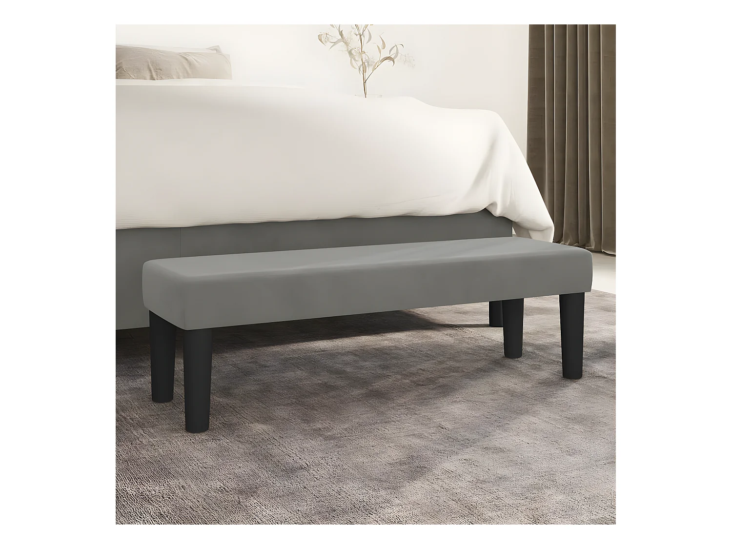 Banc chic Gris clair 100x30x30 cm Velours -ASAF68009