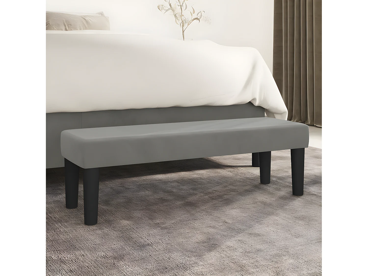 Bankje 100x30x30 cm fluweel lichtgrijs NL907944