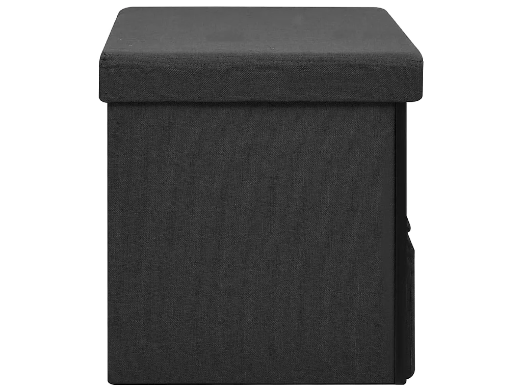 Banc de rangement pliable Noir 76x38x38 cm Faux lin -ASAF71939