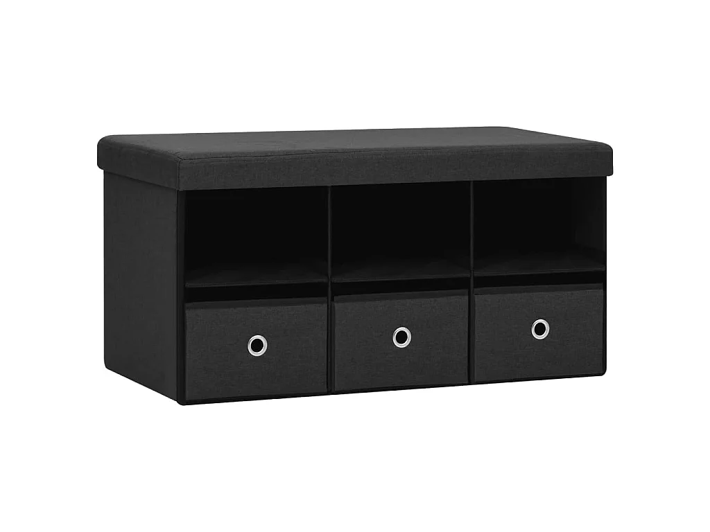 Banc de rangement pliable Noir 76x38x38 cm Faux lin -ASAF71939