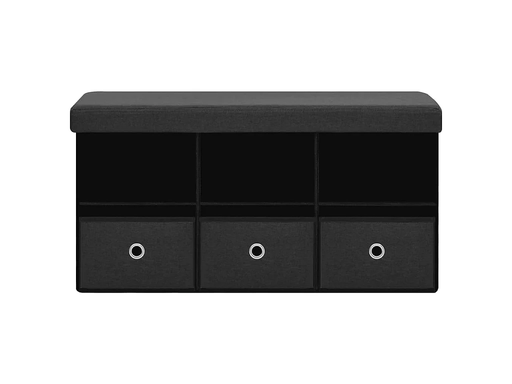 Banc de rangement pliable Noir 76x38x38 cm Faux lin -ASAF71939