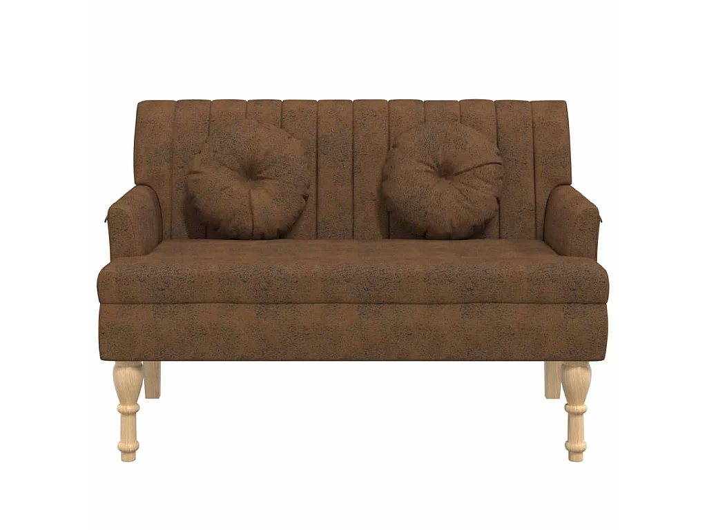 Banc avec coussins marron 113x64,5x75,5 cm similicuir daim -ASAF86888