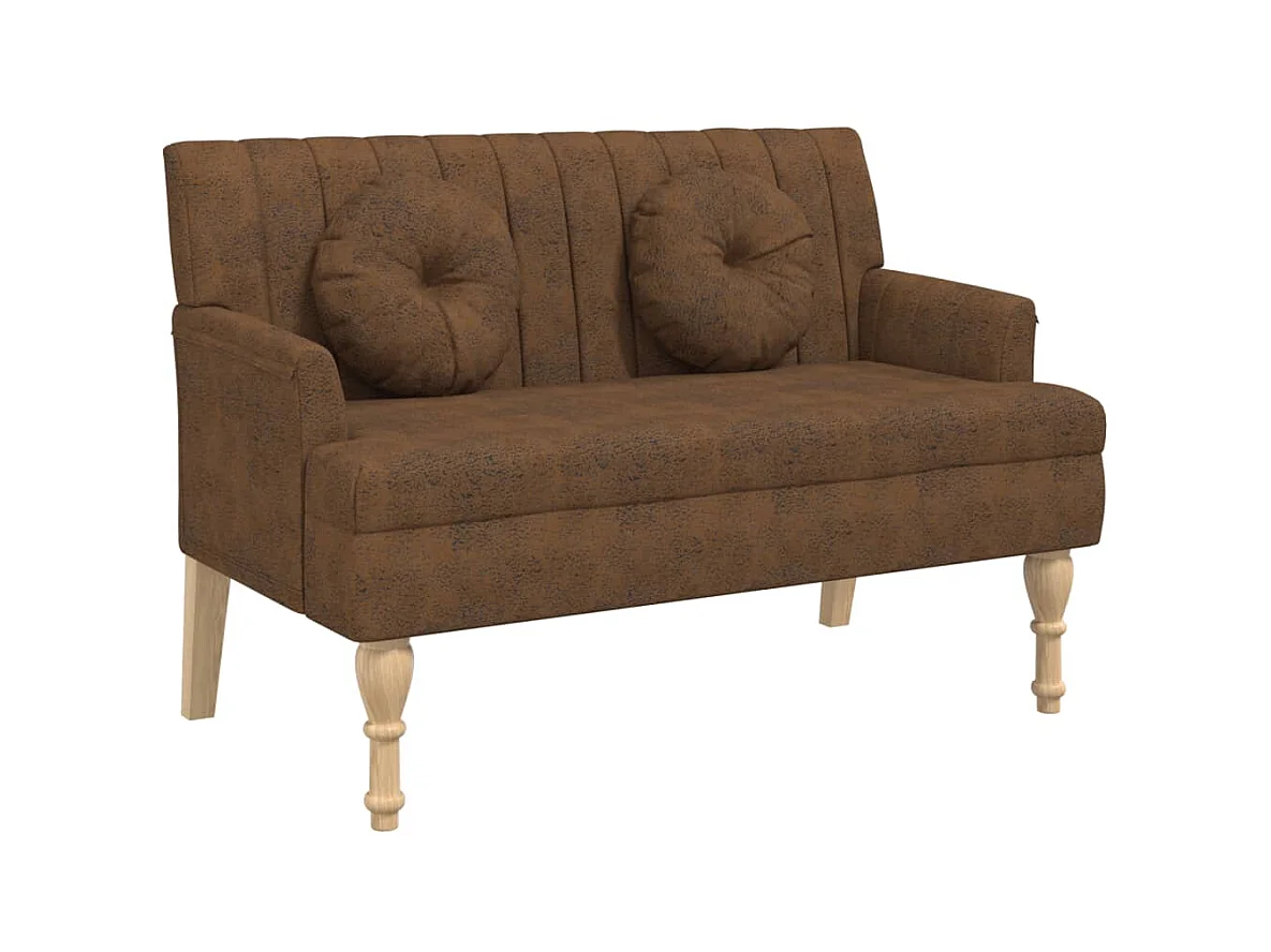 Banc avec coussins marron 113x64,5x75,5 cm similicuir daim -ASAF86888