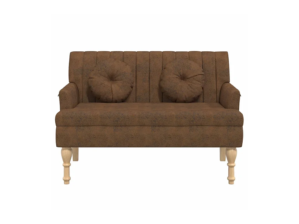 Banc avec coussins marron 113x64,5x75,5 cm similicuir daim -ASAF86888