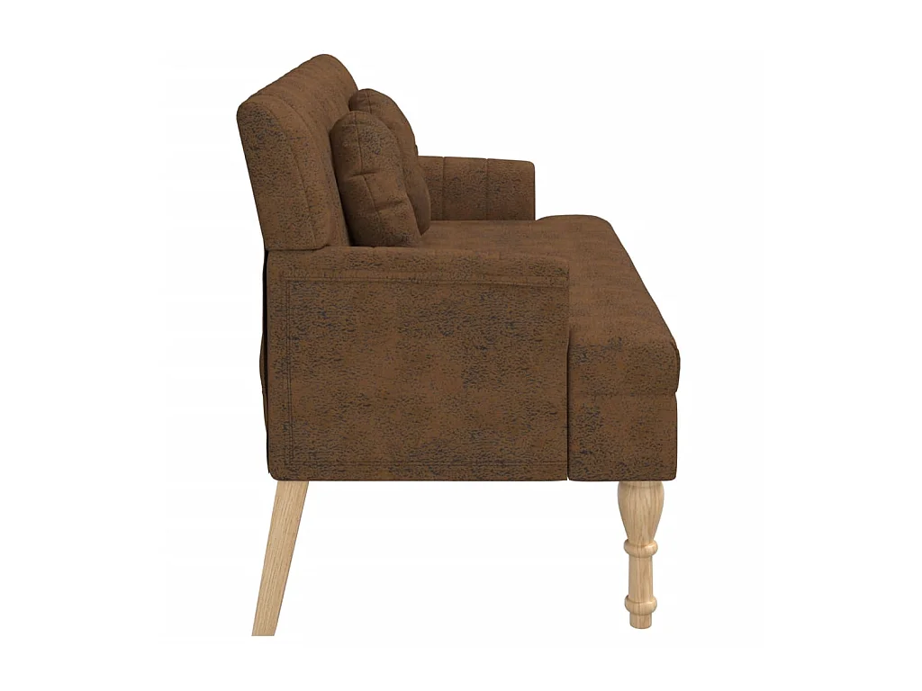 Banc avec coussins marron 113x64,5x75,5 cm similicuir daim -ASAF86888
