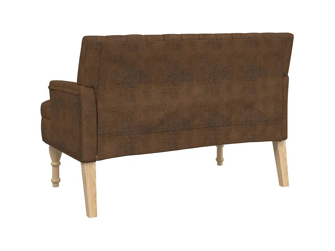 Banc avec coussins marron 113x64,5x75,5 cm similicuir daim -ASAF86888