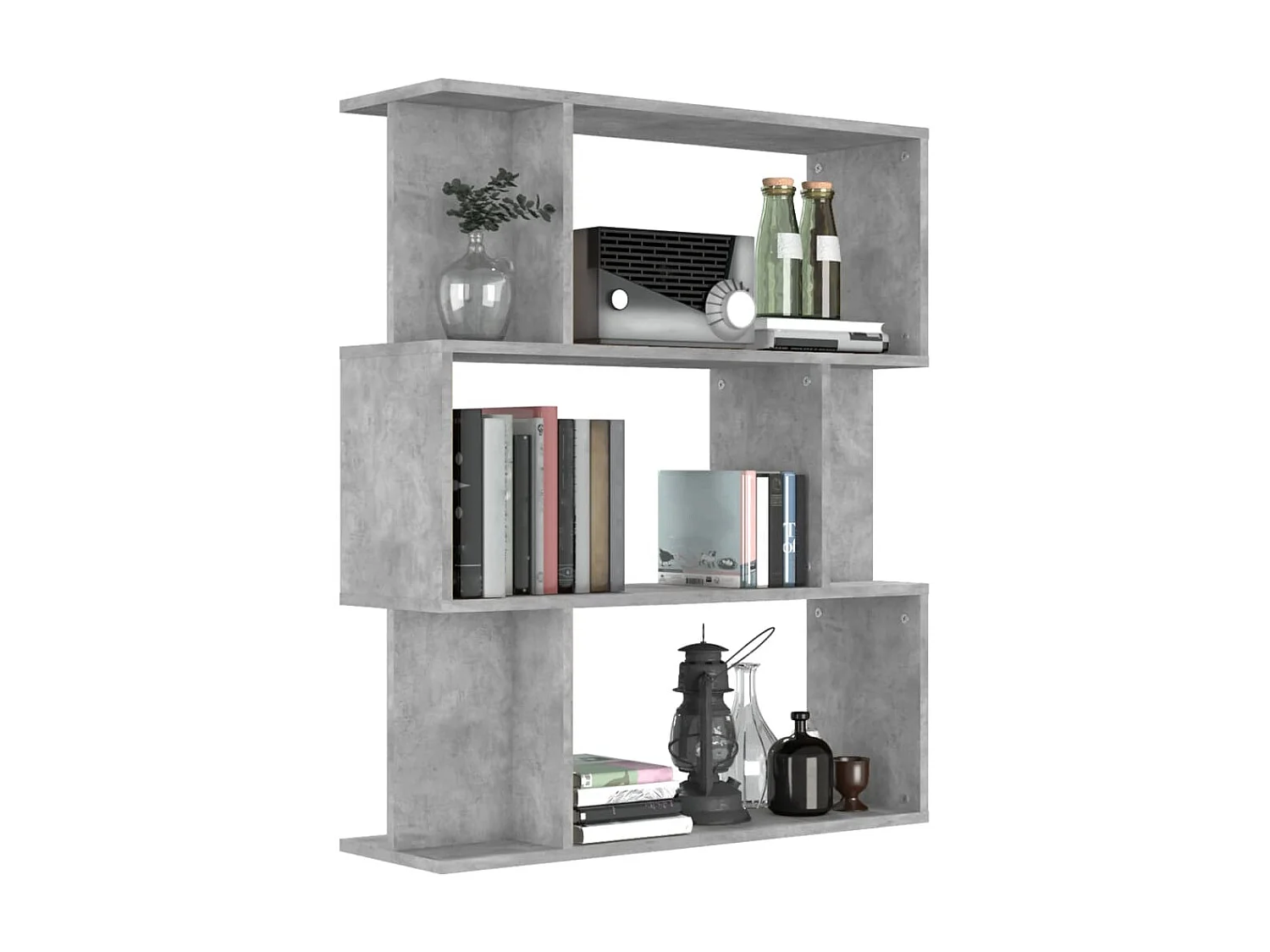 Bibliothèque-Séparateur de pièce Gris béton 80x24x96 cm OFR17495 BonneVie Meuble