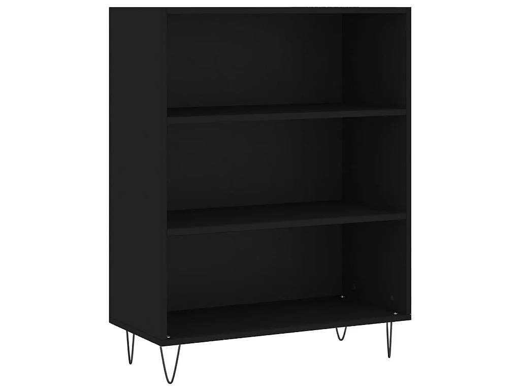 Bibliothèque noir 69,5x32,5x90 cm bois d'ingénierie OFR80553 BonneVie Meuble