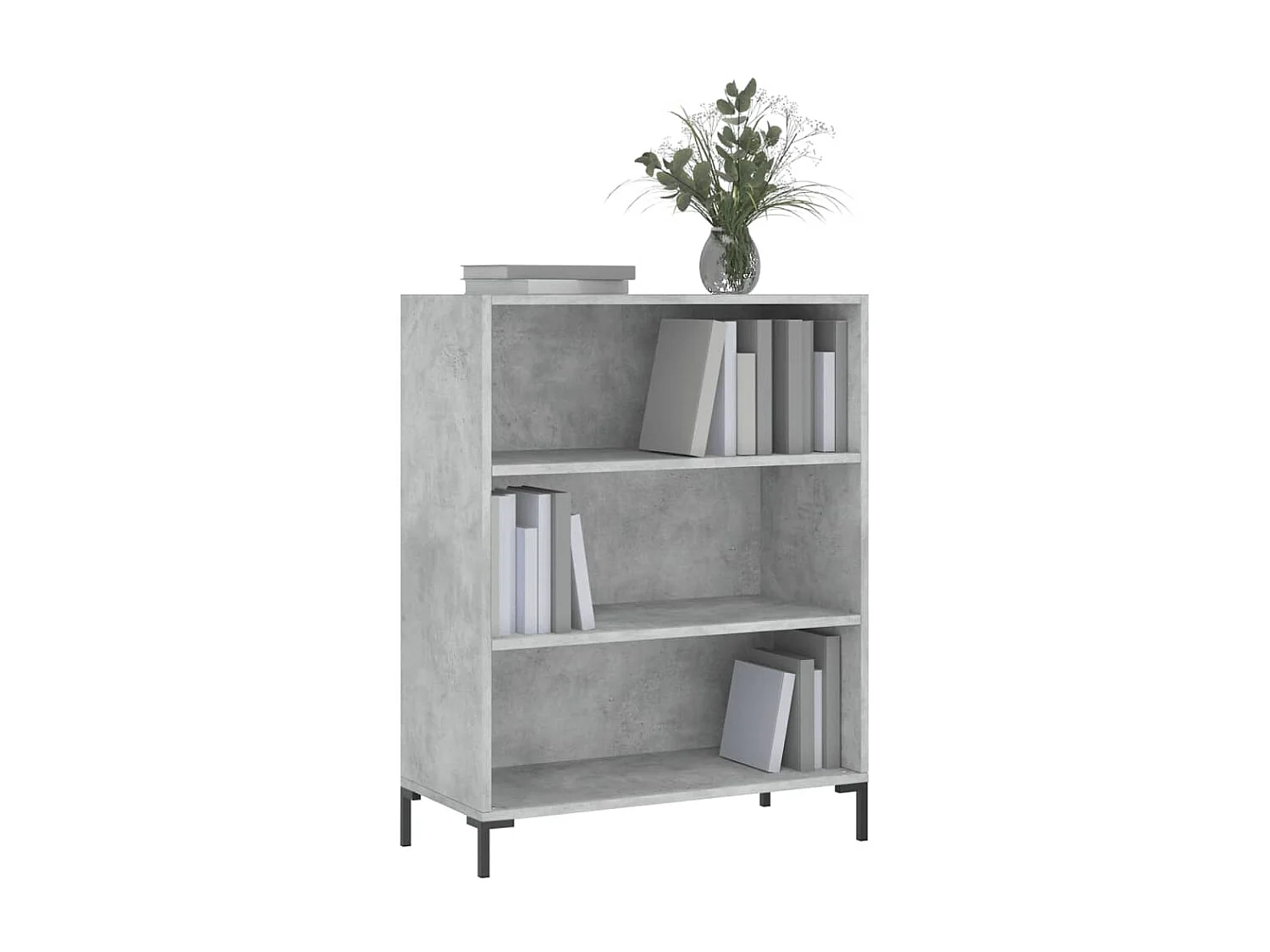 Bibliothèque gris béton 69,5x32,5x90 cm bois d'ingénierie OFR74165 BonneVie Meuble