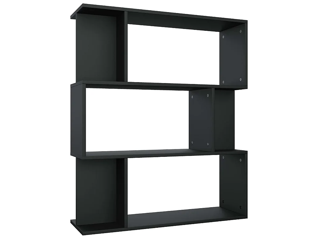 Bibliothèque, Étagère de Rangement, Meuble pour Dossier, Cloison Noir 80x24x96 cm cm Bois d'ingénierie BonneVie Meuble KOO62616