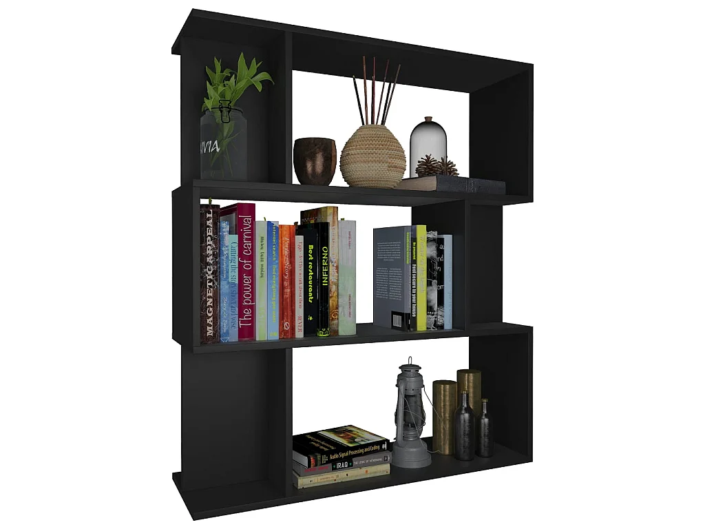 Bibliothèque, Étagère de Rangement, Meuble pour Dossier, Cloison Noir 80x24x96 cm cm Bois d'ingénierie BonneVie Meuble KOO62616