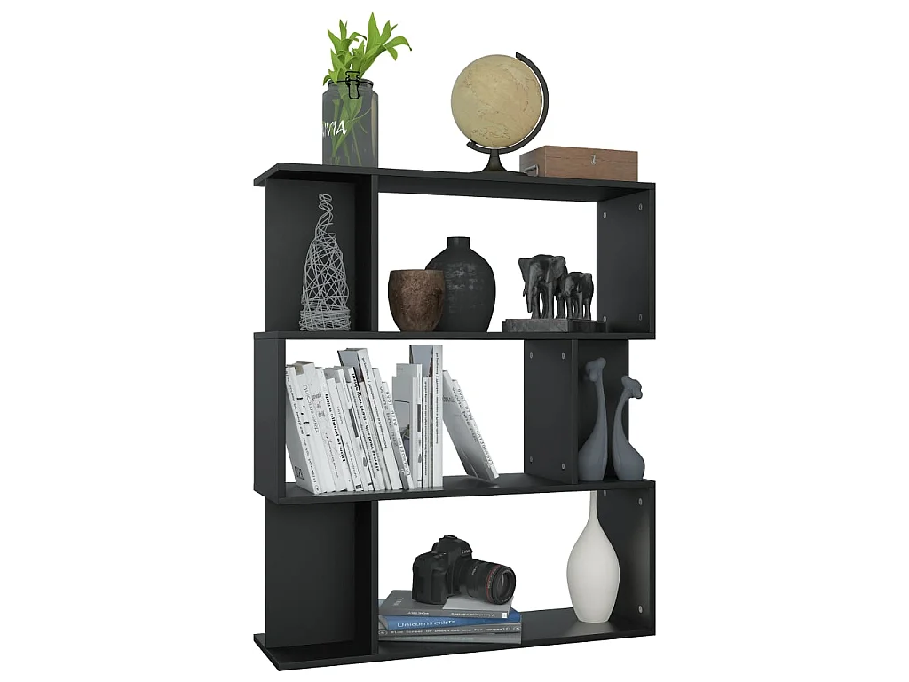 Bibliothèque, Étagère de Rangement, Meuble pour Dossier, Cloison Noir 80x24x96 cm cm Bois d'ingénierie BonneVie Meuble KOO62616