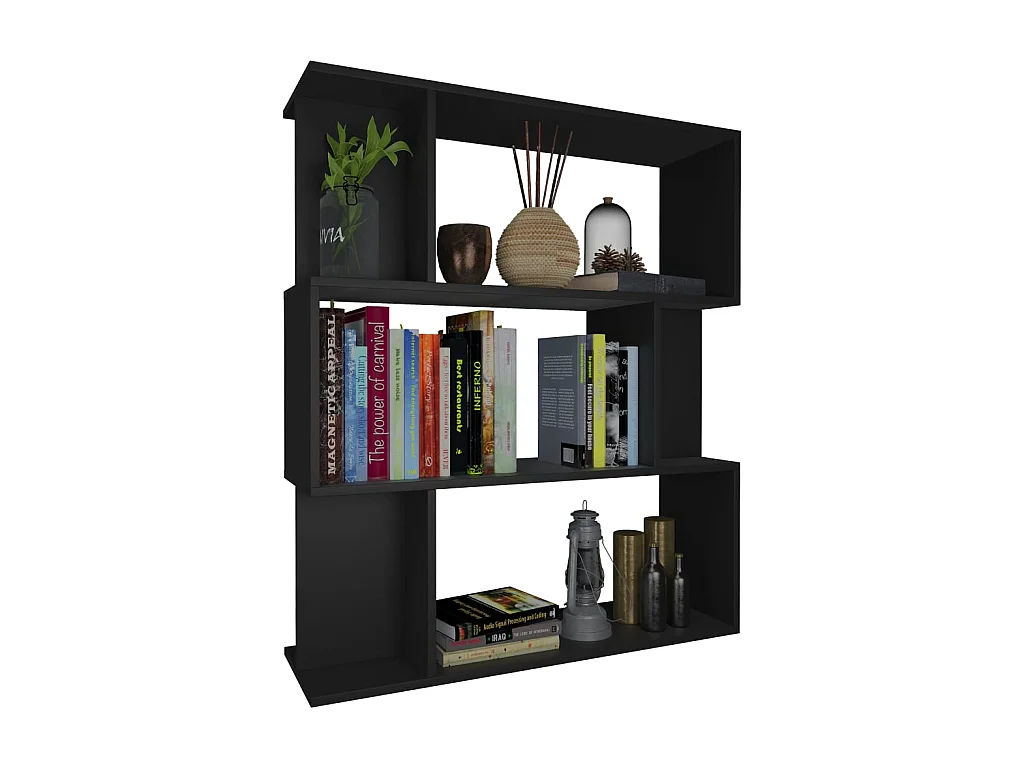 Bücherregal/Bücherschrank,Raumteiler Schwarz 80x24x96 cm Holzwerkstoff -gkd689078