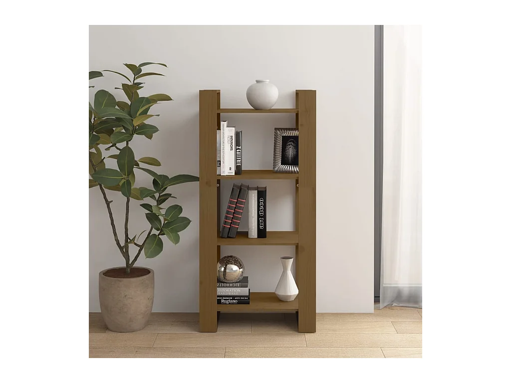 Bibliothèque Marron miel 60x35x125 cm Bois massif OFR23360 BonneVie Meuble