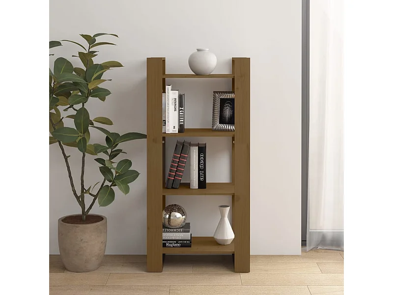 Bibliothèque Marron miel 60x35x125 cm Bois massif OFR23360 BonneVie Meuble