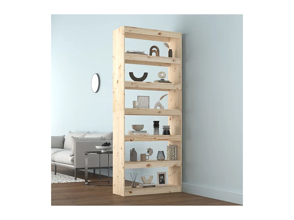 Bibliothèque-Séparateur de pièce 80x30x199,5 cm Pin massif OFR49314 BonneVie Meuble