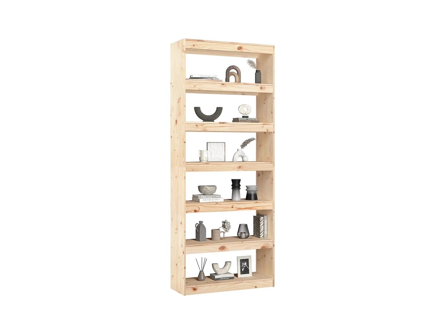 Bibliothèque-Séparateur de pièce 80x30x199,5 cm Pin massif OFR49314 BonneVie Meuble