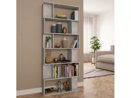 Kauf Unique Bücherregal/Bücherschrank,Raumteiler Betongrau 80x24x192 cm Holzwerkstoff -gkd438977