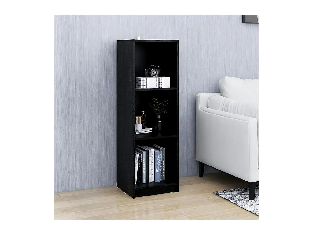 Bücherregal/Bücherschrank,Raumteiler Schwarz 36x33x110 cm Massivholz Kiefer -gkd103971