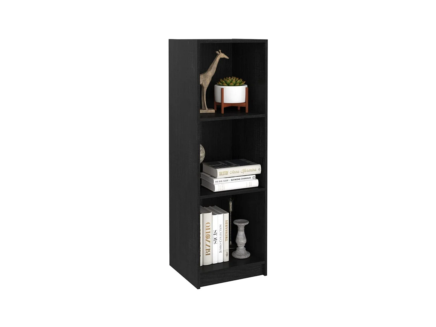 Bücherregal/Bücherschrank,Raumteiler Schwarz 36x33x110 cm Massivholz Kiefer -gkd103971