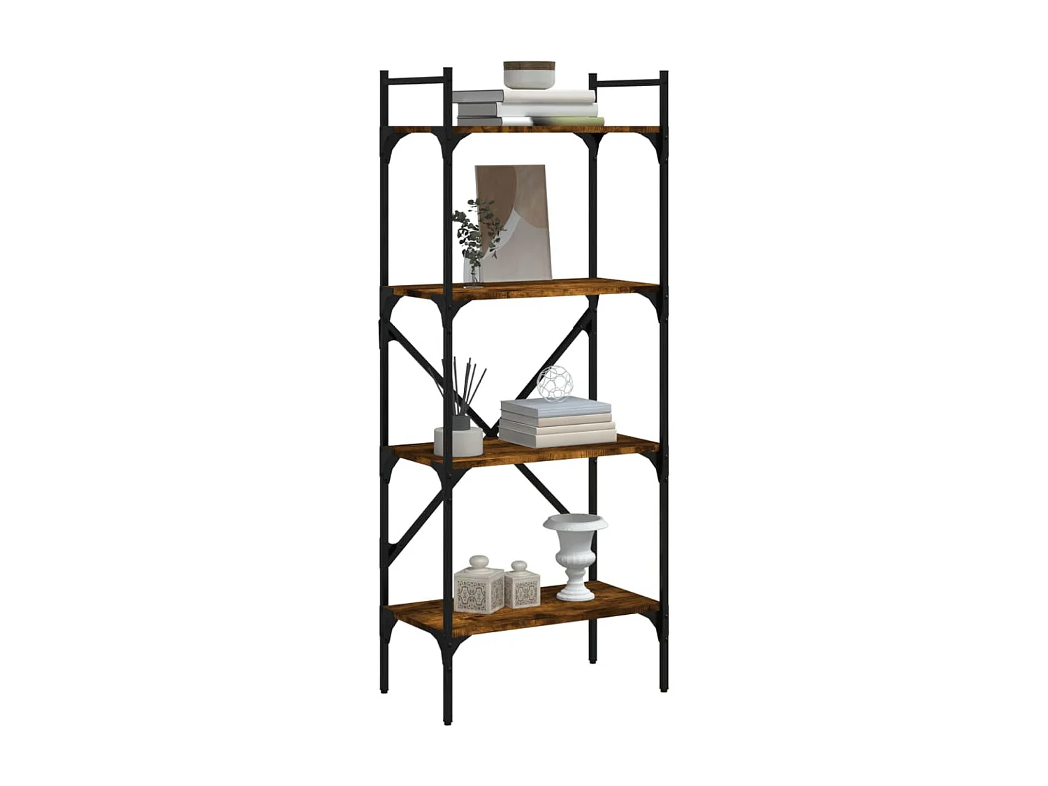 Librería de 4 estantes madera roble ahumado 56x31,5x138,5 cm ES23085
