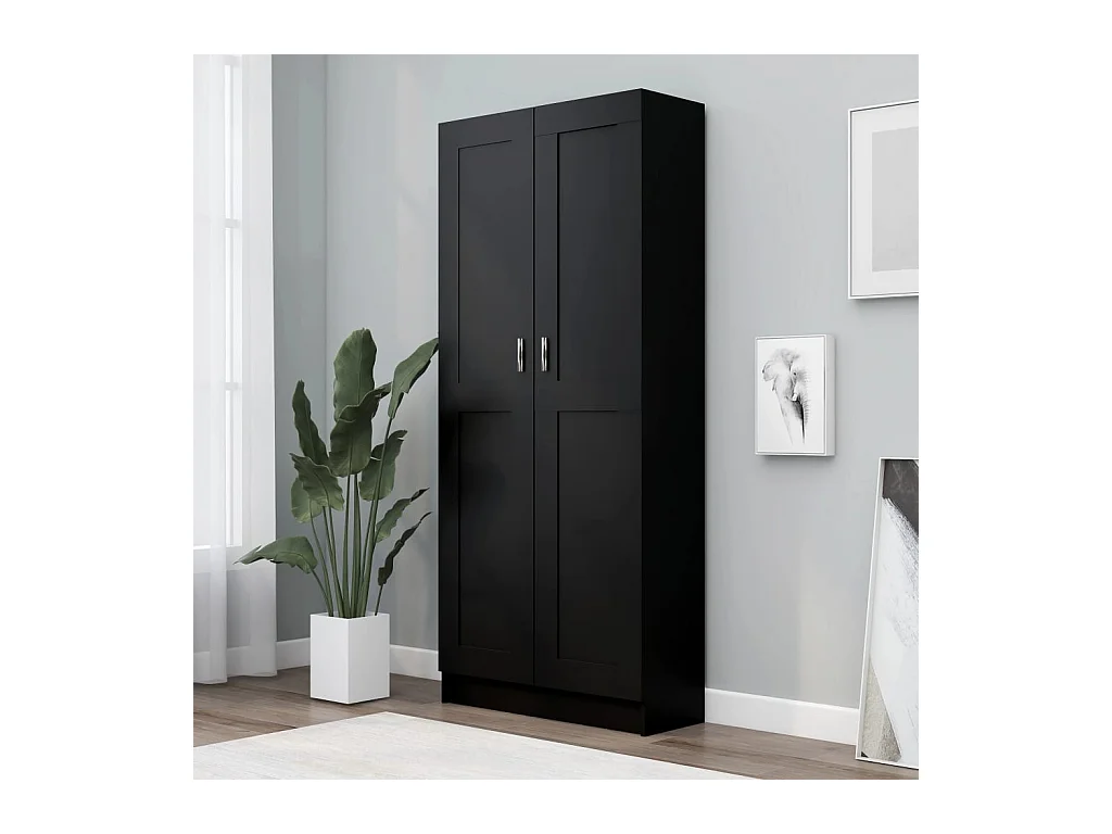 Bibliothèque Noir 82,5x30,5x185,5 cm Aggloméré OFR48553 BonneVie Meuble