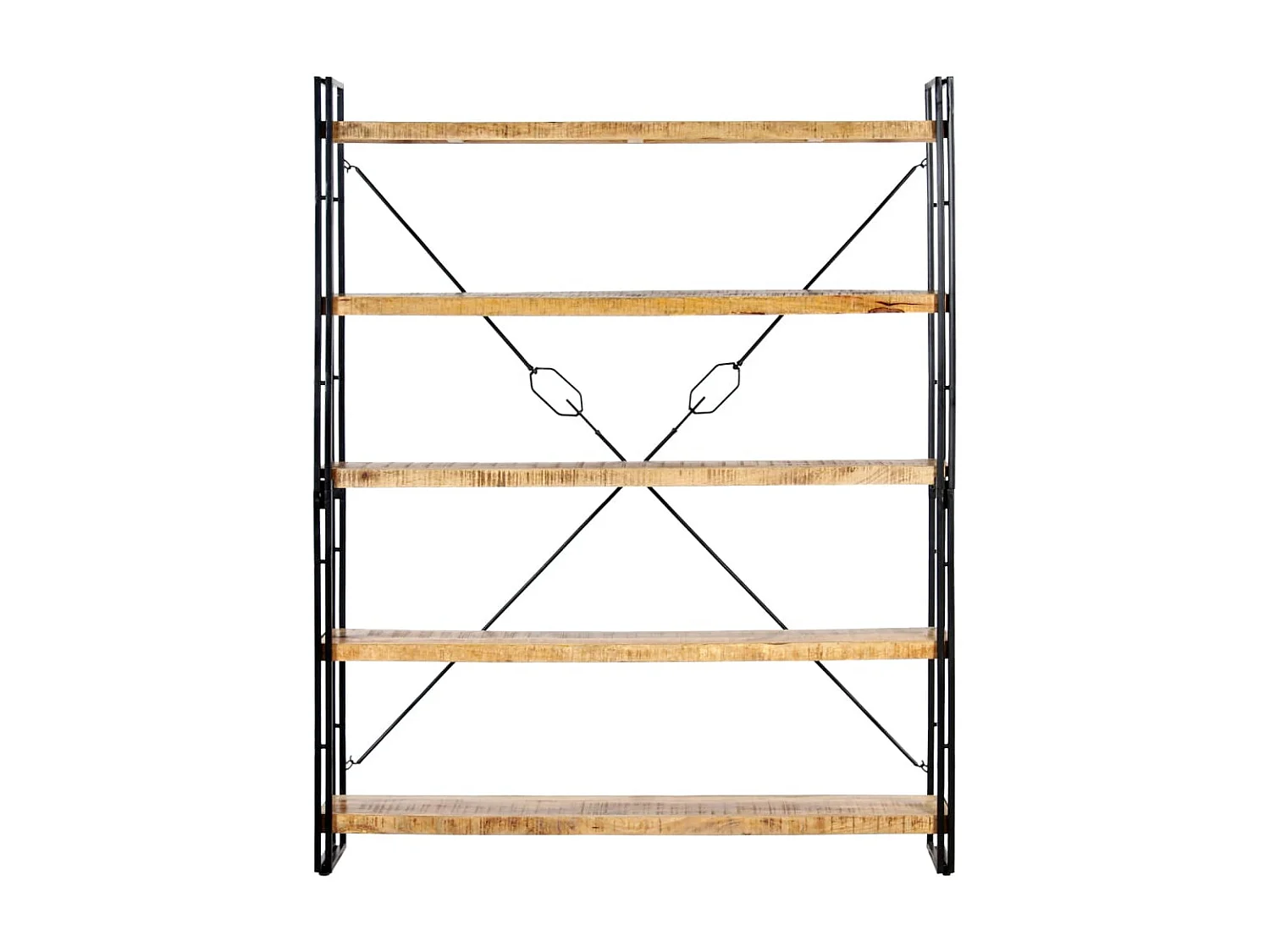 Bibliothèque, Étagère de Rangement, Meuble pour Dossier à 5 niveaux 140x30x180 cm Bois de manguier solide BonneVie Meuble KOO96933