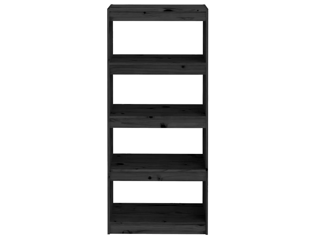 Bibliothèque-Séparateur de pièce Noir 60x30x135,5 cm Pin solide OFR36947 BonneVie Meuble