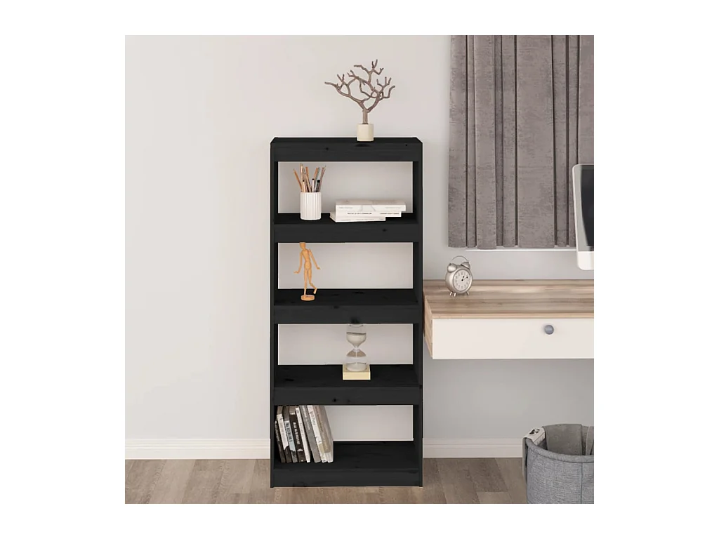 Bücherregal Raumteiler,Bücherschrank Schwarz 60x30x135,5 cm Massivholz Kiefer -gkd661644