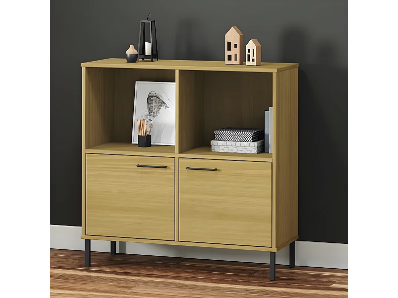 Bibliothèque avec pieds en métal Marron 90x35x90,5 cm Bois OSLO OFR11550 BonneVie Meuble