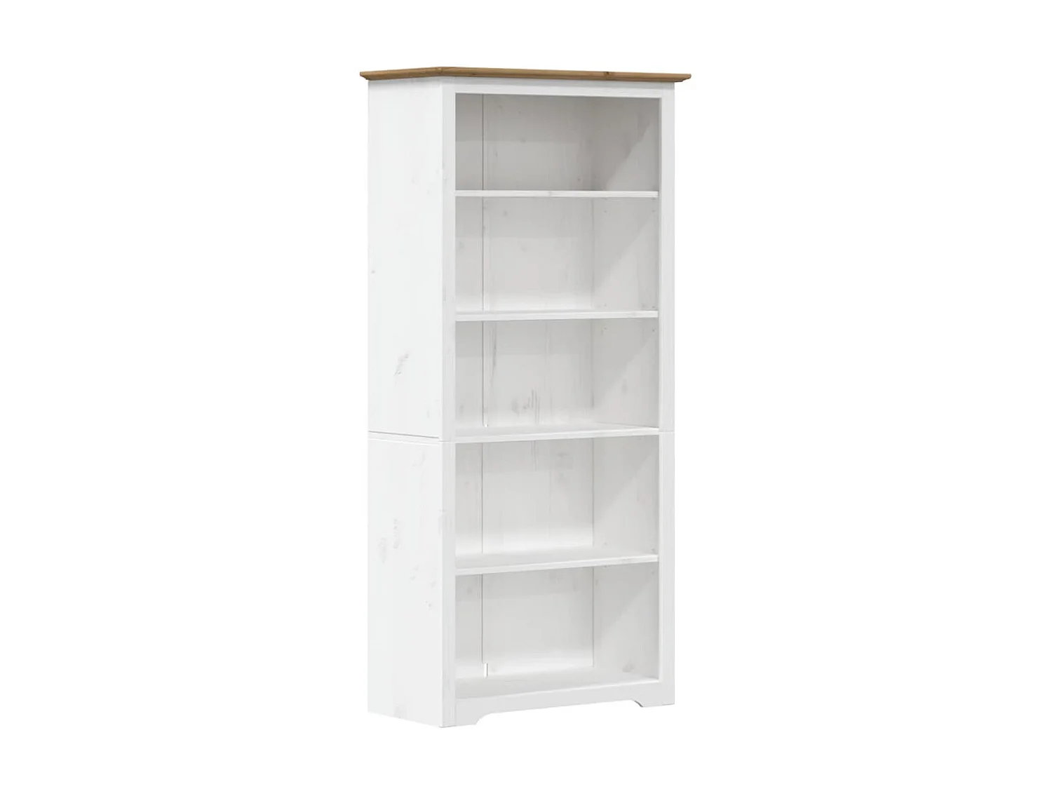 Bibliothèque BODO marron 80x38x180 cm bois pin massif 5 niveaux OFR28095 BonneVie Meuble