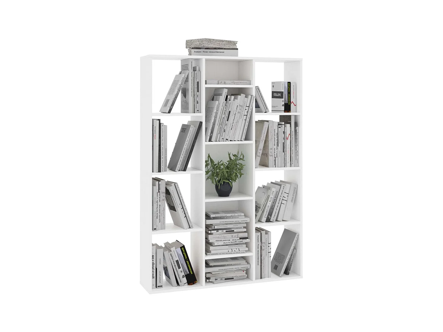 Kamerscherm/boekenkast 100x24x140 cm bewerkt hout wit NL186054