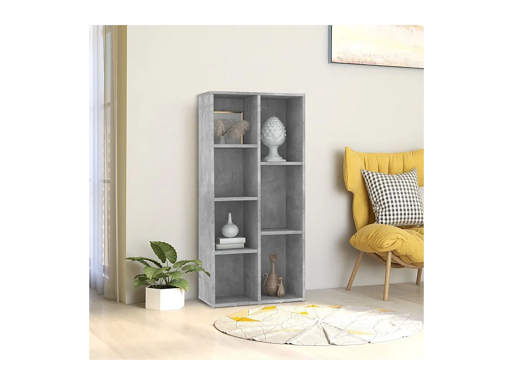 Bibliothèque Gris béton 50x25x106 cm Aggloméré OFR42569 BonneVie Meuble