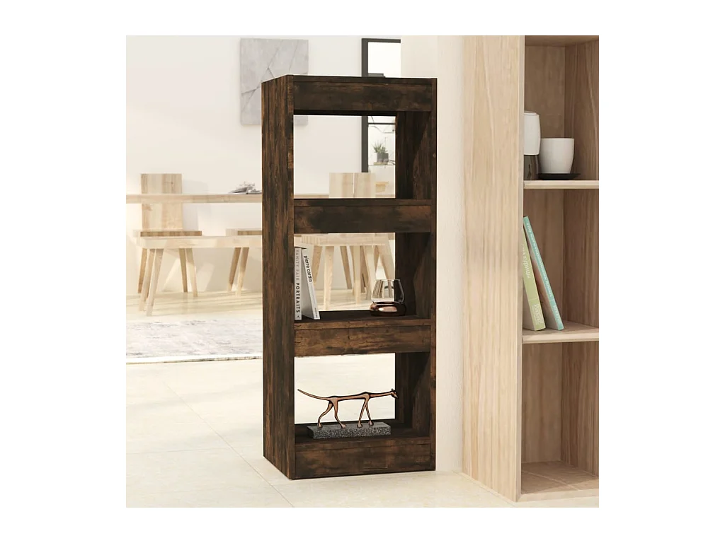 Bibliothèque-Séparateur de pièce Chêne fumé 40x30x103 cm OFR68028 BonneVie Meuble