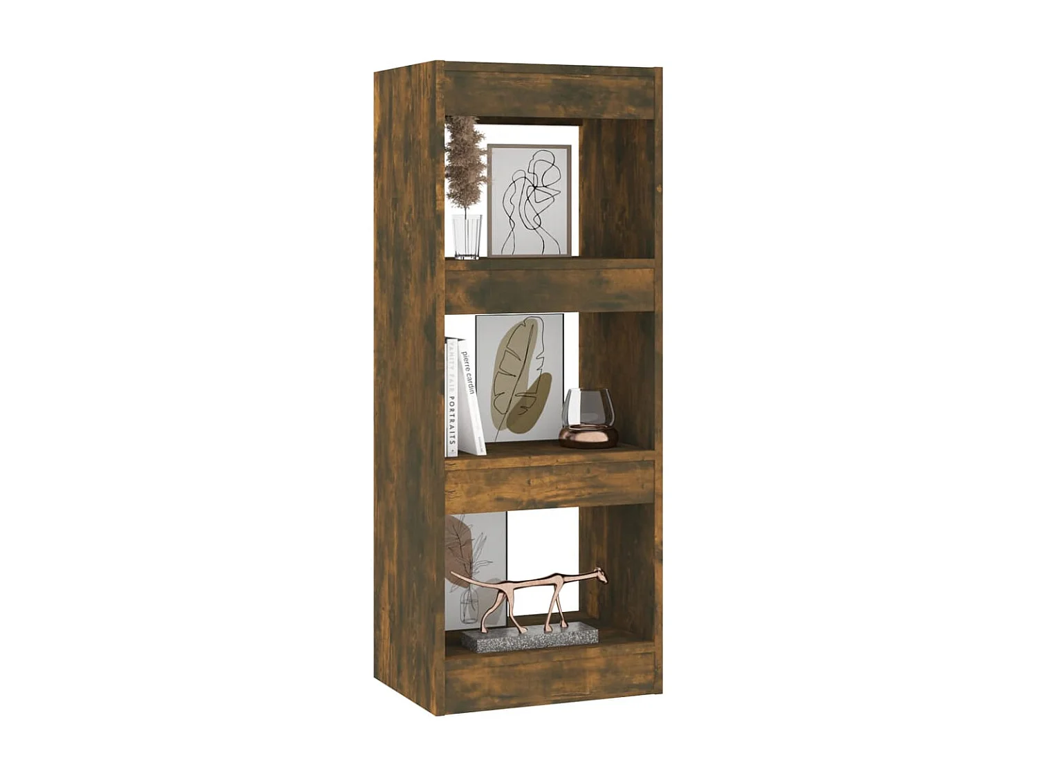 Bibliothèque-Séparateur de pièce Chêne fumé 40x30x103 cm OFR68028 BonneVie Meuble