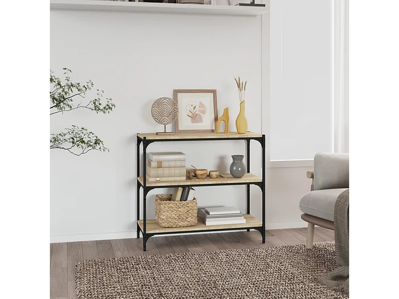 Boekenkast 80x33x70,5 cm hout en staal sonoma eikenkleur NL504334