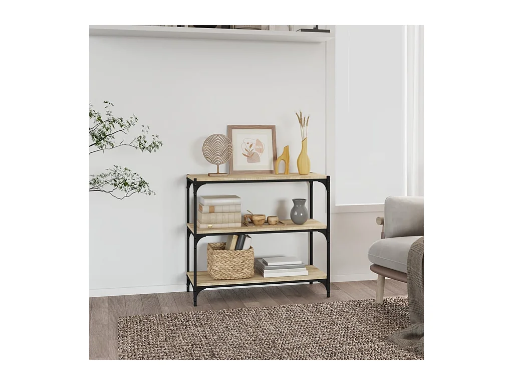 Bibliothèque Chêne Sonoma 80x33x70,5 cm Bois d'ingénierie acier OFR75238 BonneVie Meuble