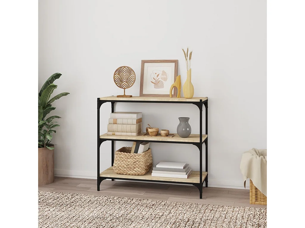 Bibliothèque Chêne Sonoma 80x33x70,5 cm Bois d'ingénierie acier OFR75238 BonneVie Meuble