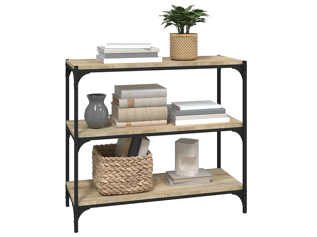 Bibliothèque Chêne Sonoma 80x33x70,5 cm Bois d'ingénierie acier OFR75238 BonneVie Meuble