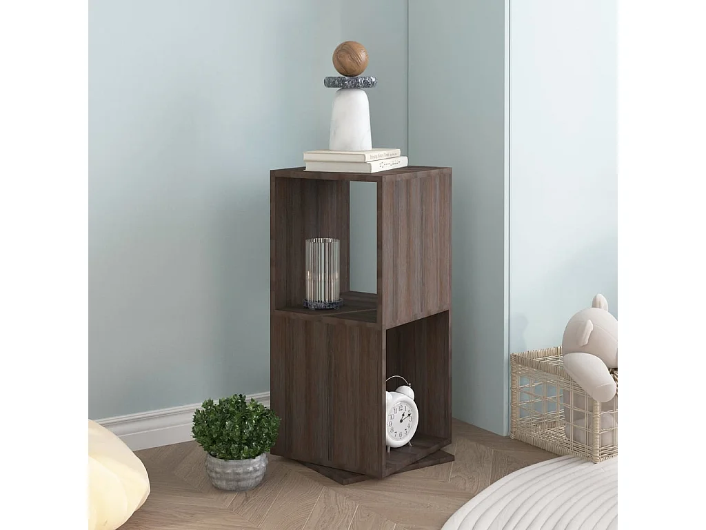 Armoire rotative Gris et chêne 34,5x34,5x75,5 cm Aggloméré OFR32486 BonneVie Meuble