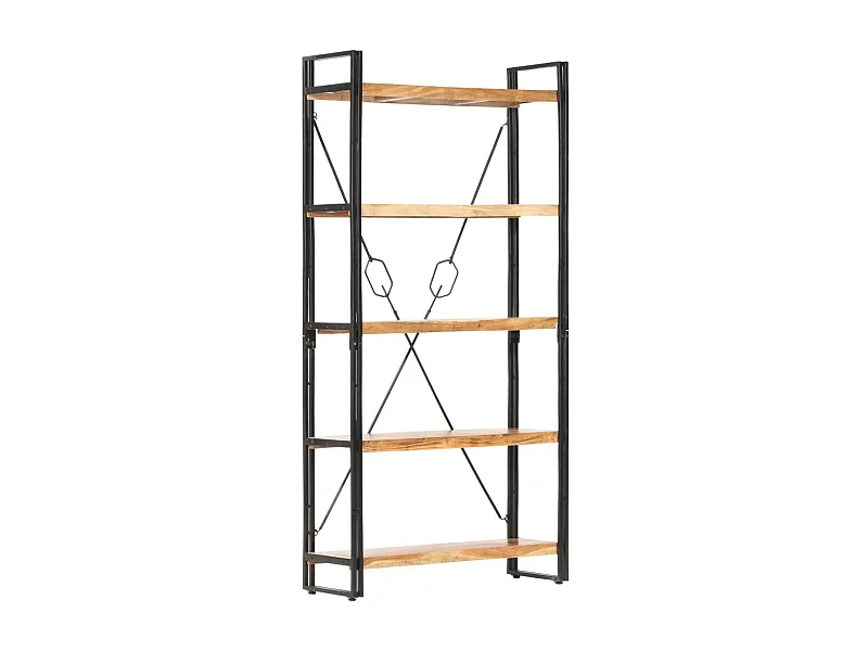 Bibliothèque 5 niveaux 90x30x180 cm Bois solide de d'acacia OFR15746 BonneVie Meuble