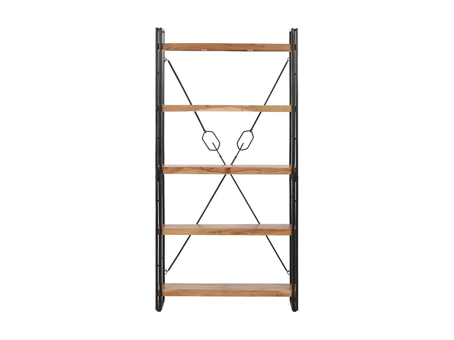 Bibliothèque 5 niveaux 90x30x180 cm Bois solide de d'acacia OFR15746 BonneVie Meuble