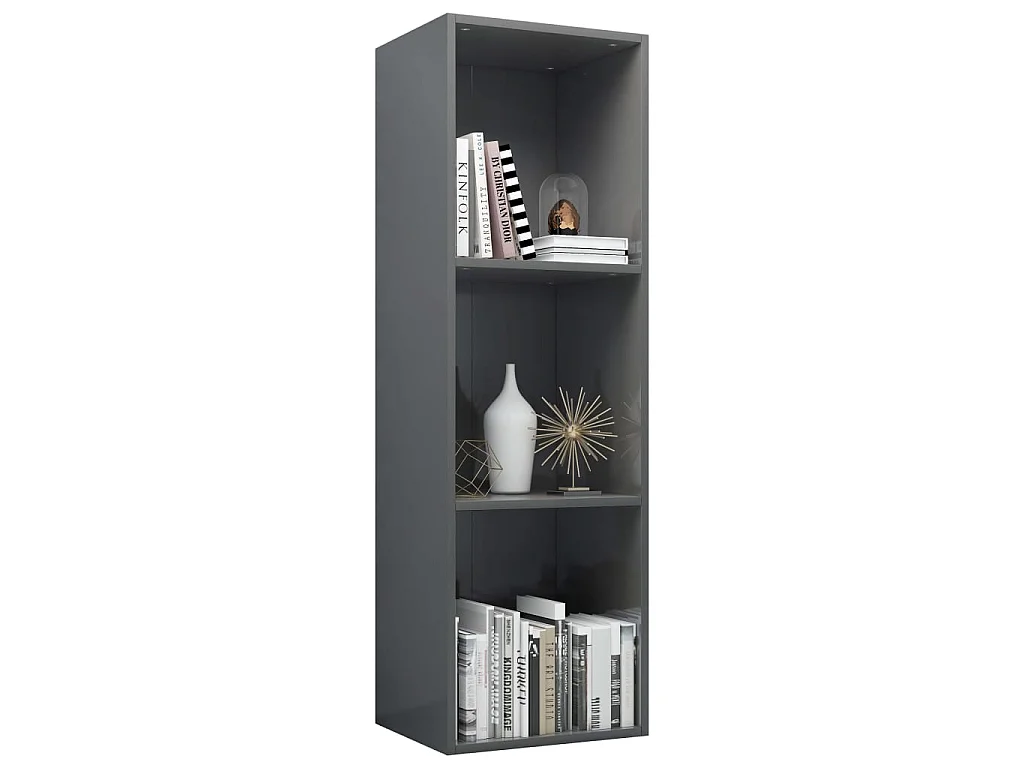 Bibliothèque-Meuble TV Gris brillant 36x30x114 cm Aggloméré OFR95740 BonneVie Meuble