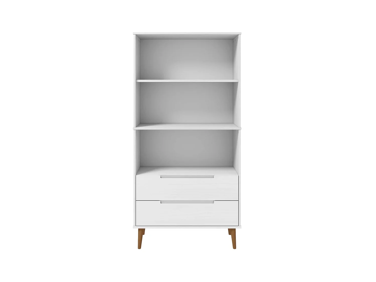 Bibliothèque, Étagère de Rangement, Meuble pour Dossier MOLDE Blanc 85x35x170,5 cm Bois massif de pin BonneVie Meuble KOO54107