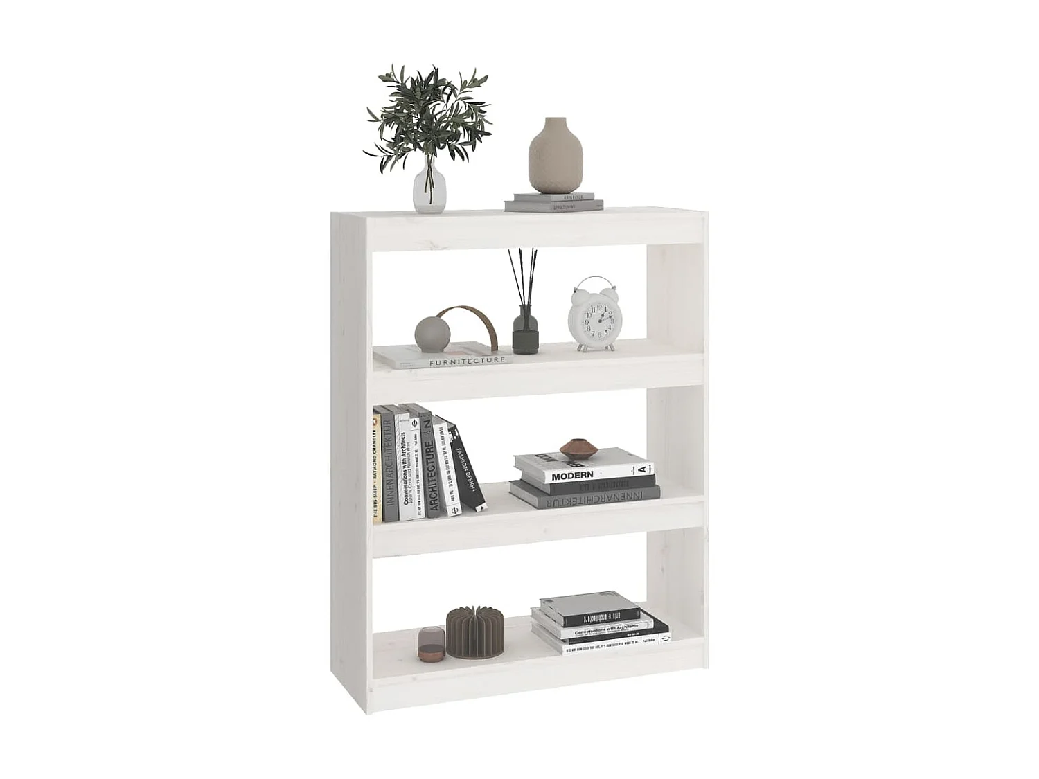 Bibliothèque-Séparateur de pièce Blanc 80x30x103,5cm Pin solide OFR67496 BonneVie Meuble
