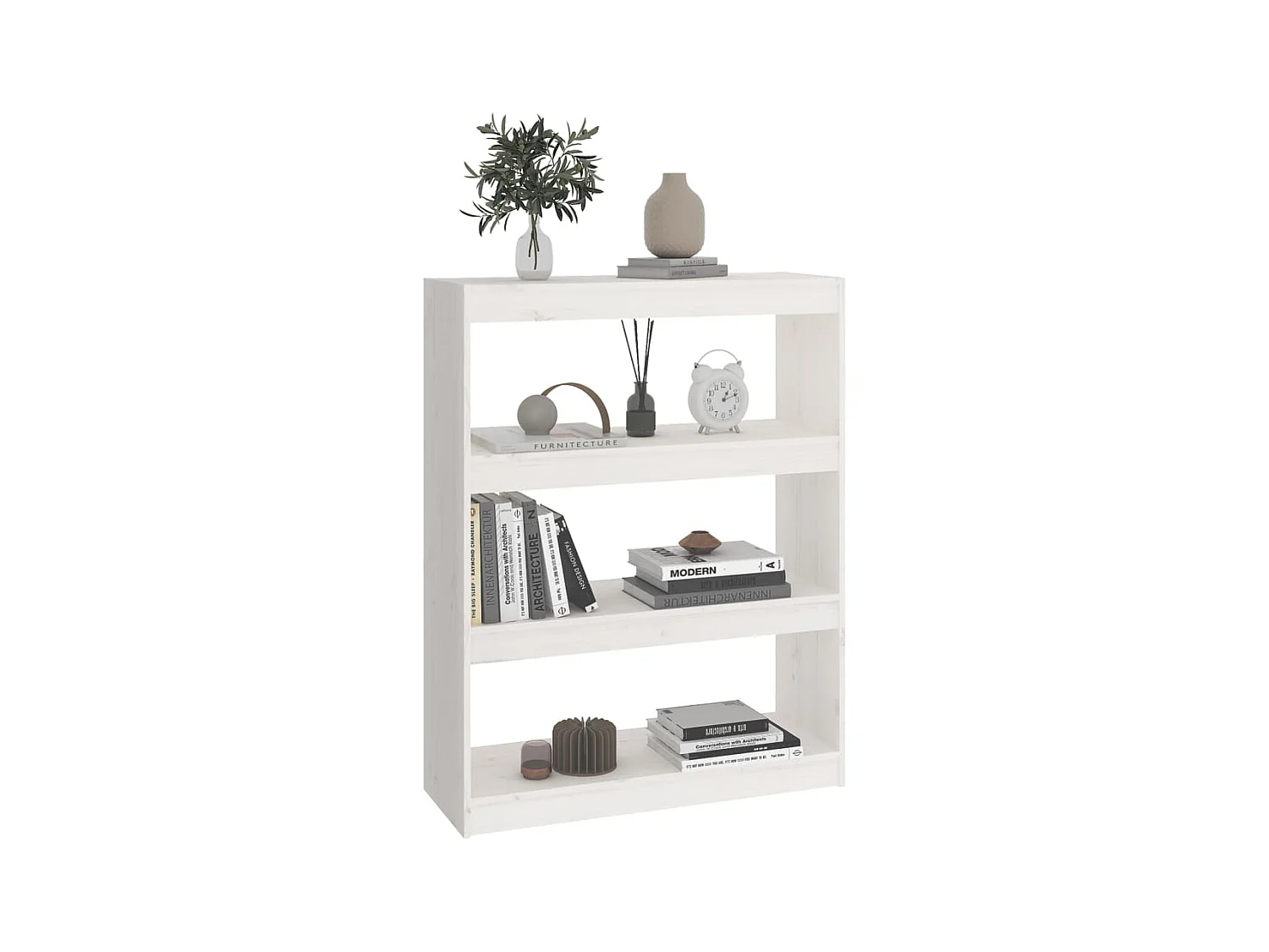 Bücherregal Raumteiler,Bücherschrank Weiß 80x30x103,5 cm Massivholz Kiefer -gkd479676