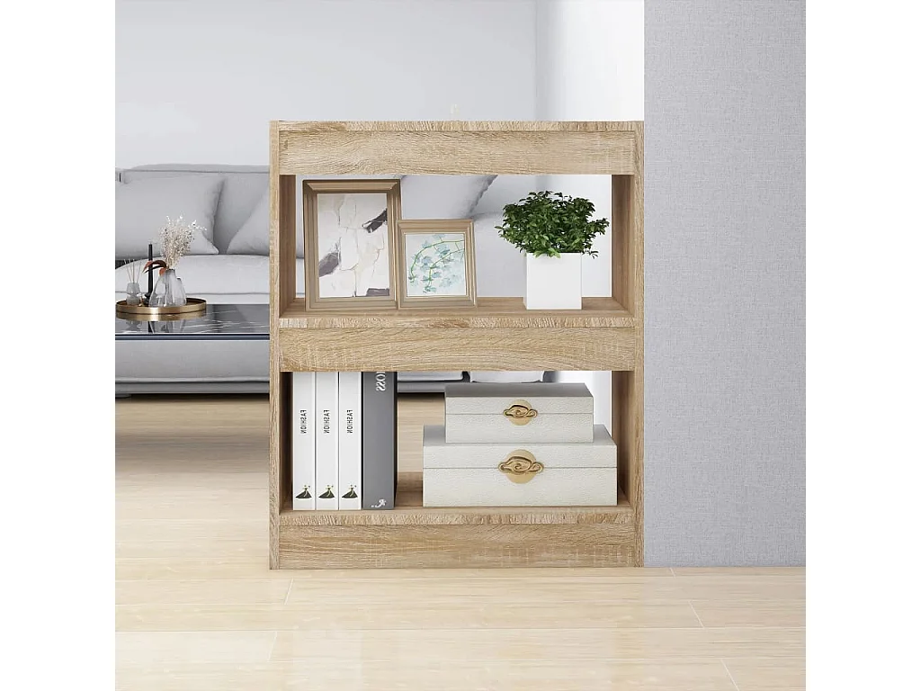 Biblioteca Estantería - divisor de espacios color roble Sonoma 60x30x72 cm ES63233