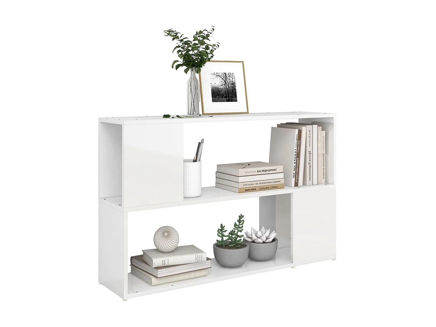 Librería de madera contrachapada blanco brillante 100x24x63 cm ES86600