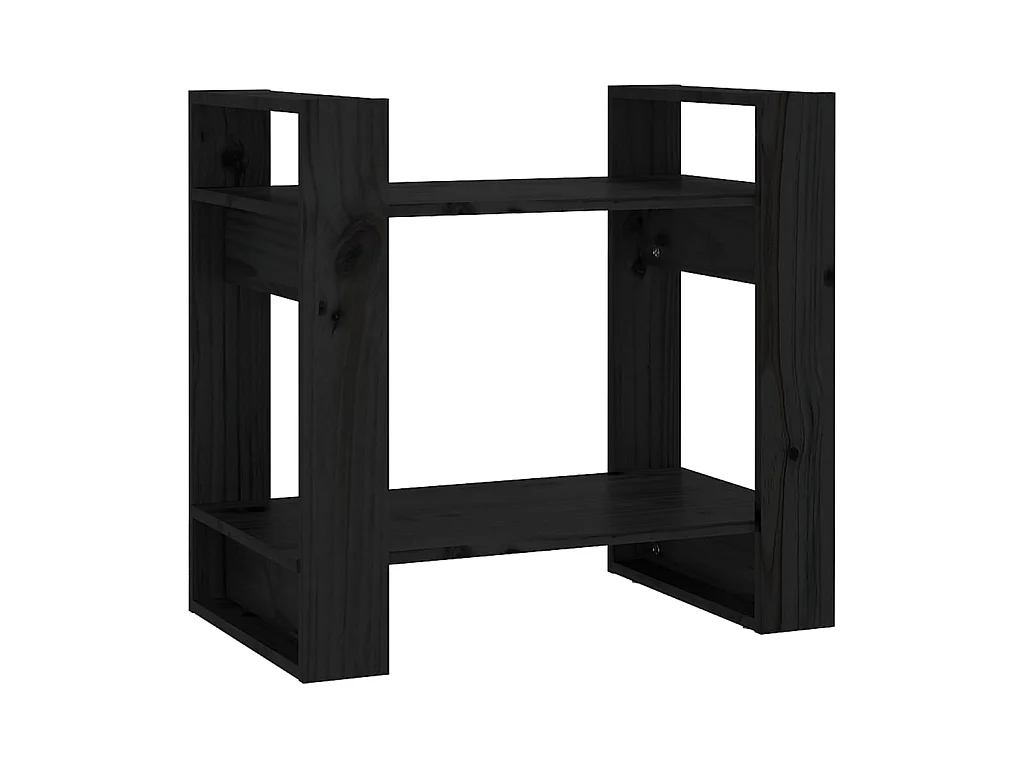 Bücherregal/Bücherschrank,Raumteiler Schwarz 60x35x57 cm Massivholz Kiefer -gkd42777