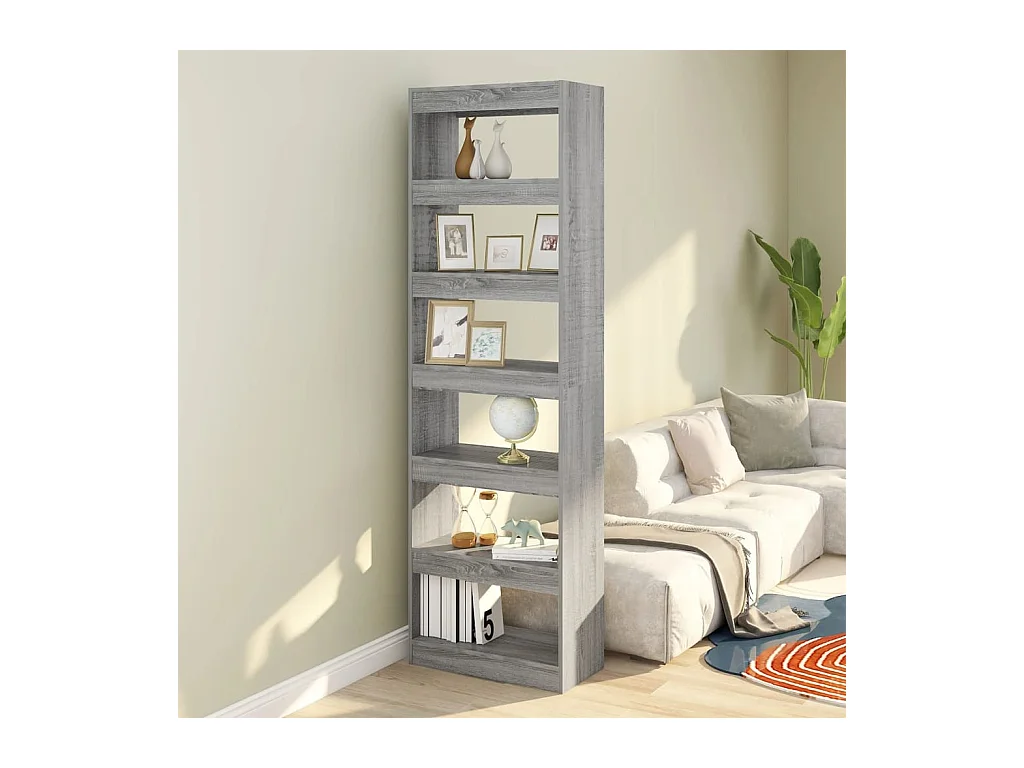 Bibliothèque-Séparateur de pièce Sonoma gris 60x30x198 cm OFR82510 BonneVie Meuble